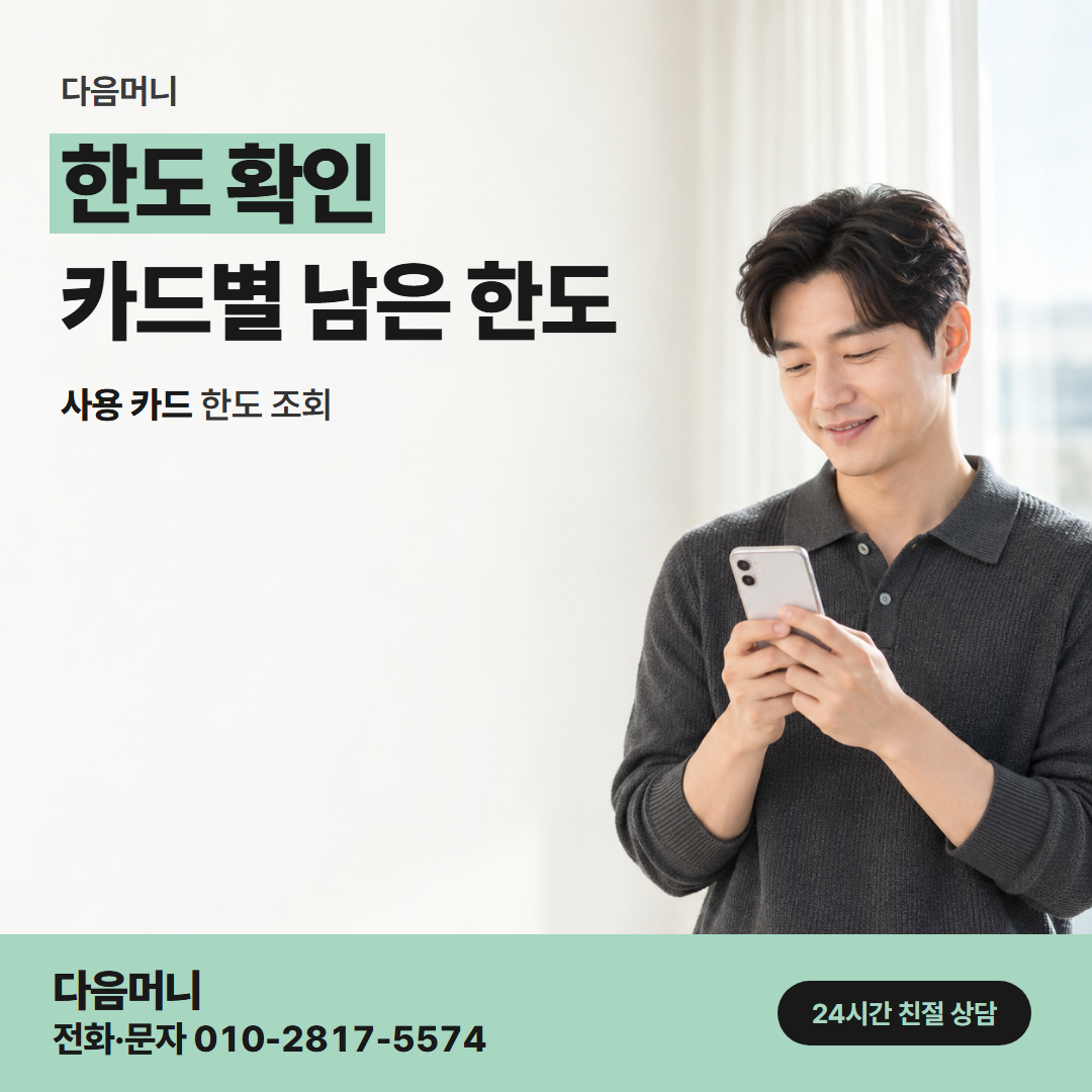 다음머니 검단카드깡 결제 방식과 관계없이 같은 한도 차감